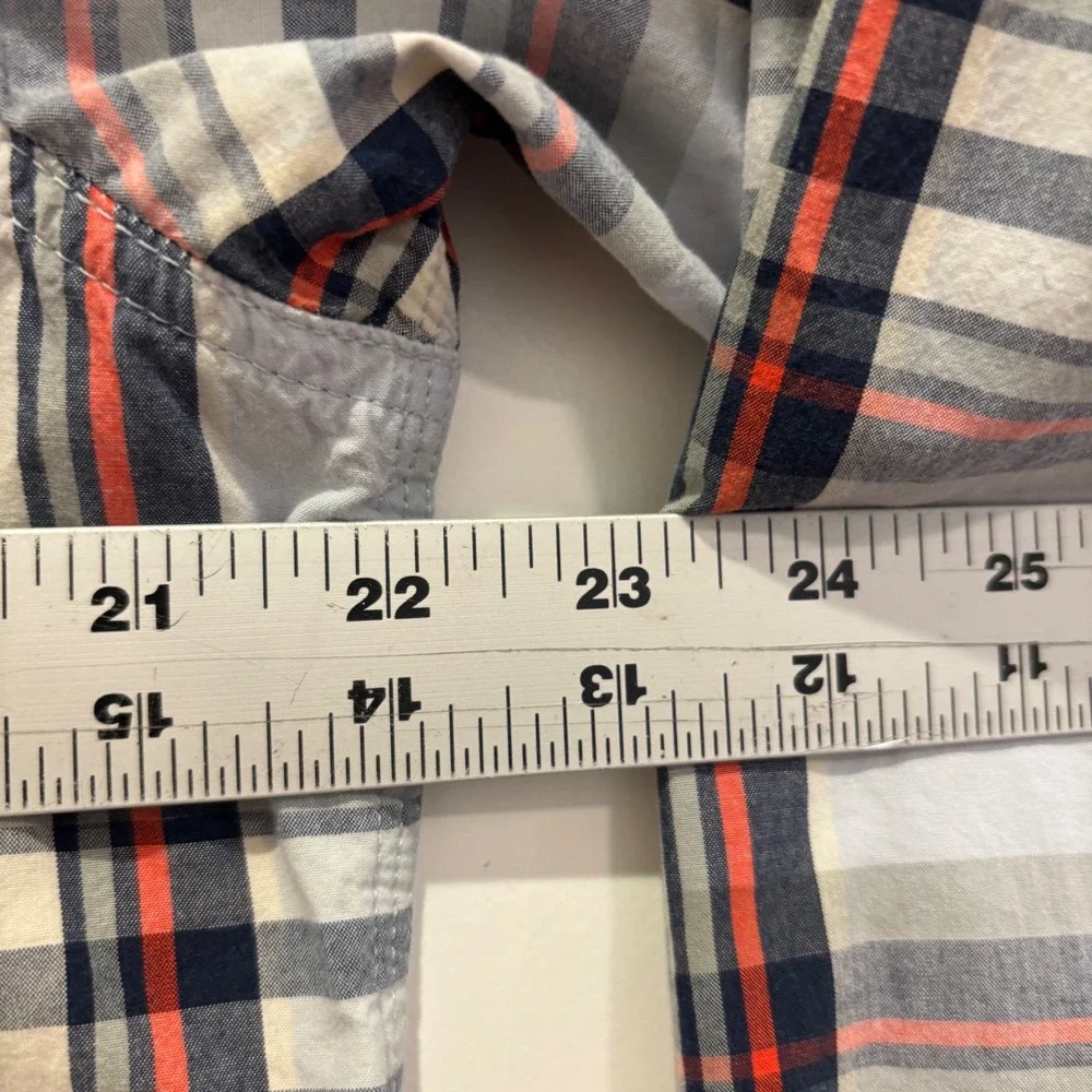 The‎ North Face Mens Plaid Button Down Shirt Long Sleeve Blue Orange Large